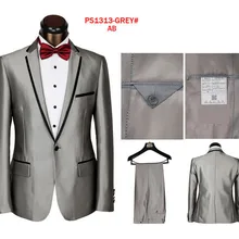 Изготовленный на заказ, чтобы измерить самый популярный мужской костюм сшитый на заказ, на заказ серые мужские костюмы с черным карманом сайдинга, смокинг на заказ
