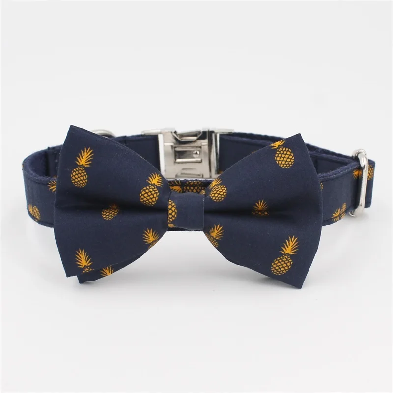 collar bow Тропический ананас ошейник для собак галстук-бабочка с металлической пряжкой большие и маленькие собаки и кошки аксессуары для ошейника питомца - Цвет: collar bow