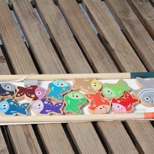 Детская деревянная рыбалка игрушки включает 11 рыб и 2 Удочка/упаковка коробки детские рождественские подарки