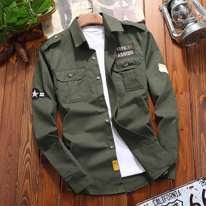 camisas militares hombre