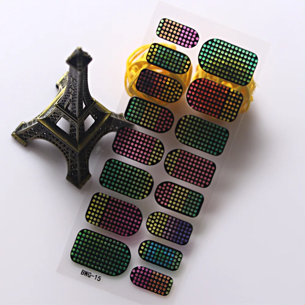 200 упаковок Превосходное качество 3D Блестящий Кристалл Бриллиантовая наклейка для ногтей Блестящий металлический гвоздь Обертывания Патч