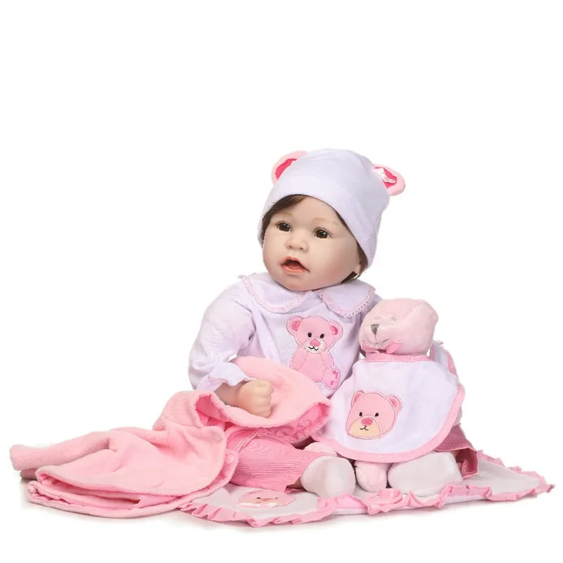 NPK силиконовые куклы Reborn 22 дюймов Мода 55 см Реалистичная кукла Reborn Bebe с плюшевыми игрушками Рождественский подарок для девочек