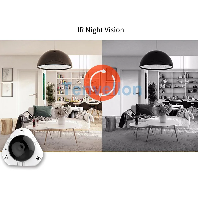 Tenvellon 360 камера IP Wi Fi 960 P Fisheye дома камеры видеонаблюдения системы безопасности