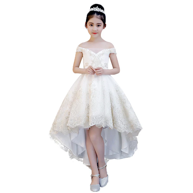 

Children Appliques Shoulderless Ball Gown Flower Girl Dresses Weeding Party Dresses First Communion Dresses for Girls E87