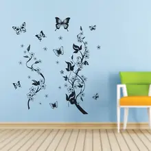 Новое поступление наклейка на холодильник черная бабочка, цветок, Лиана наклейки на стену для кухни украшения наклейки на мебель