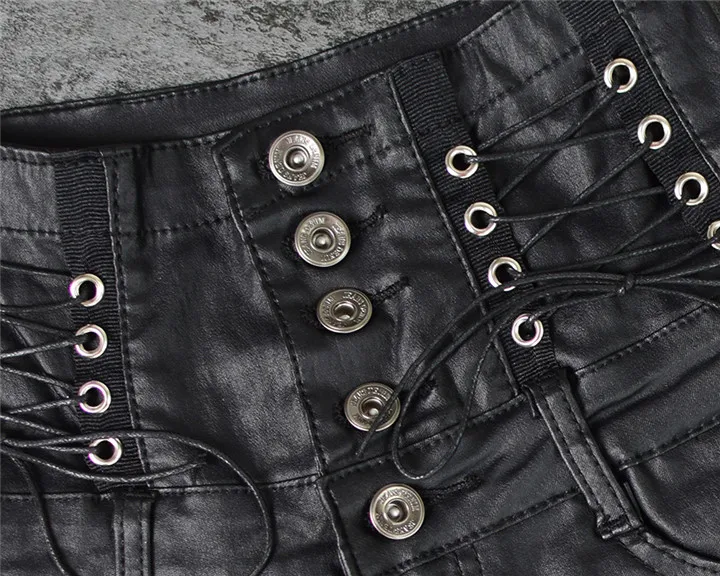 Europe and the United States women's ultra-high waist 5 grain buckle bilateral waist belt decorative coating imitation leather stretch denim feet pants PU (14)
