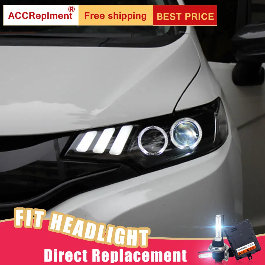 2Pcs LED Headlights For Honda Fit 2014 2016 led car lights Angel eyes xenon HID  KIT Fog lights LED Daytime Running Lights-in Car Light Assembly from ...