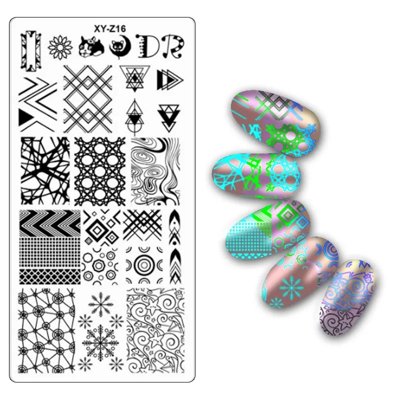 Дизайн ногтей металлическая пластина изображения штамповки пластины DIY маникюр печать шаблон пластины инструменты XYZ01-32 - Цвет: XYZ16