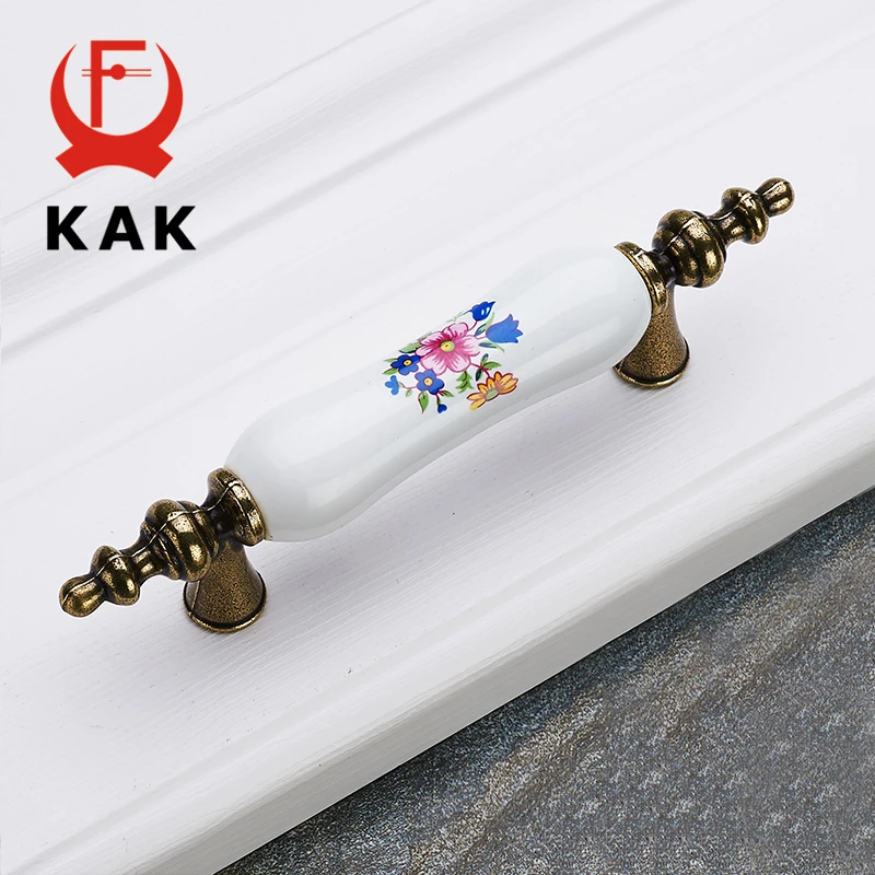 KAK Antique Bronze Ceramic Cabinet Handles Zinc Alloy Drawer Knobs Wardrobe Door Handles Morning Glory European Furniture Handle KAK Antique Bronze Ceramic Cabinet Handles Zinc Alloy Drawer Knobs Wardrobe Door Handles Morning Glory European Furniture Handle