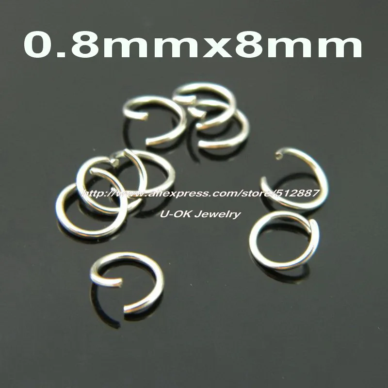 

0.8mm*8mm 316L Stainless Steel Silver Open Jump Rings Fashion DIY Jewelry Findings Accessories F031