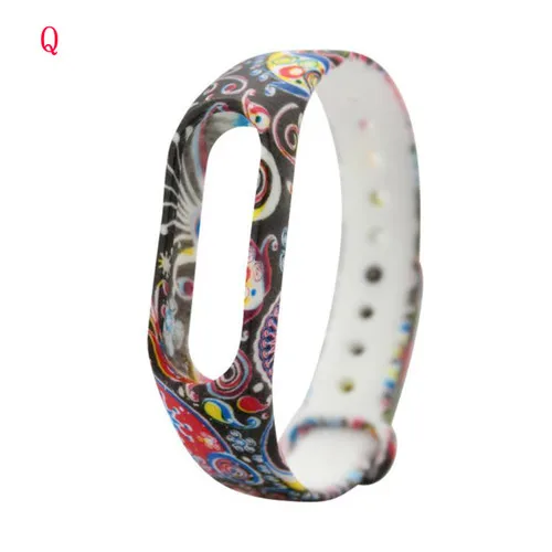 Горячая печать шаблон замена силиконовые умные часы быстросъемный ремешок в комплекте ремешок для Xiaomi mi Band 2 Smart Band Xiao mi 190626 - Цвет: Q