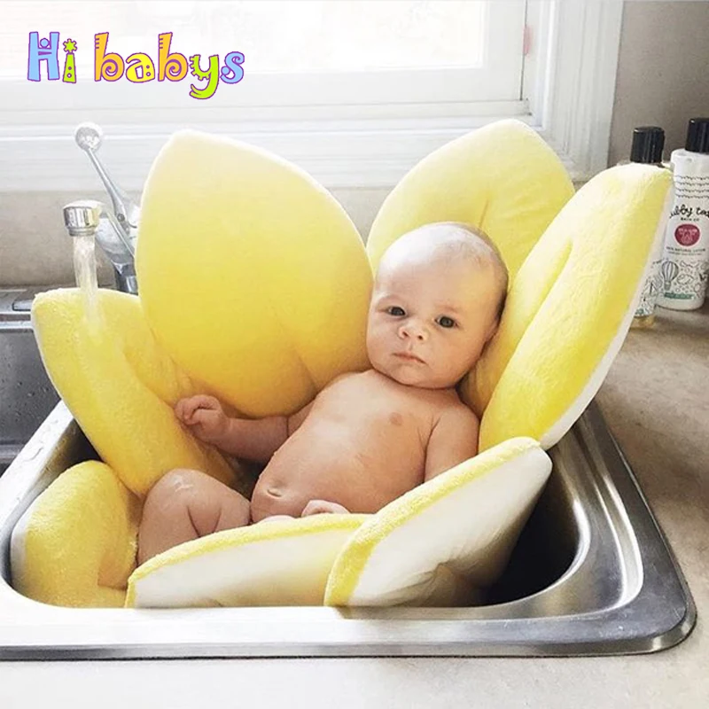 

Baby Bath Mat Tub Blooming Bath Flower Bathub Newborn Baby Non-Slip Sunflower Safety Bath Seat Support Shower Folding Seat
