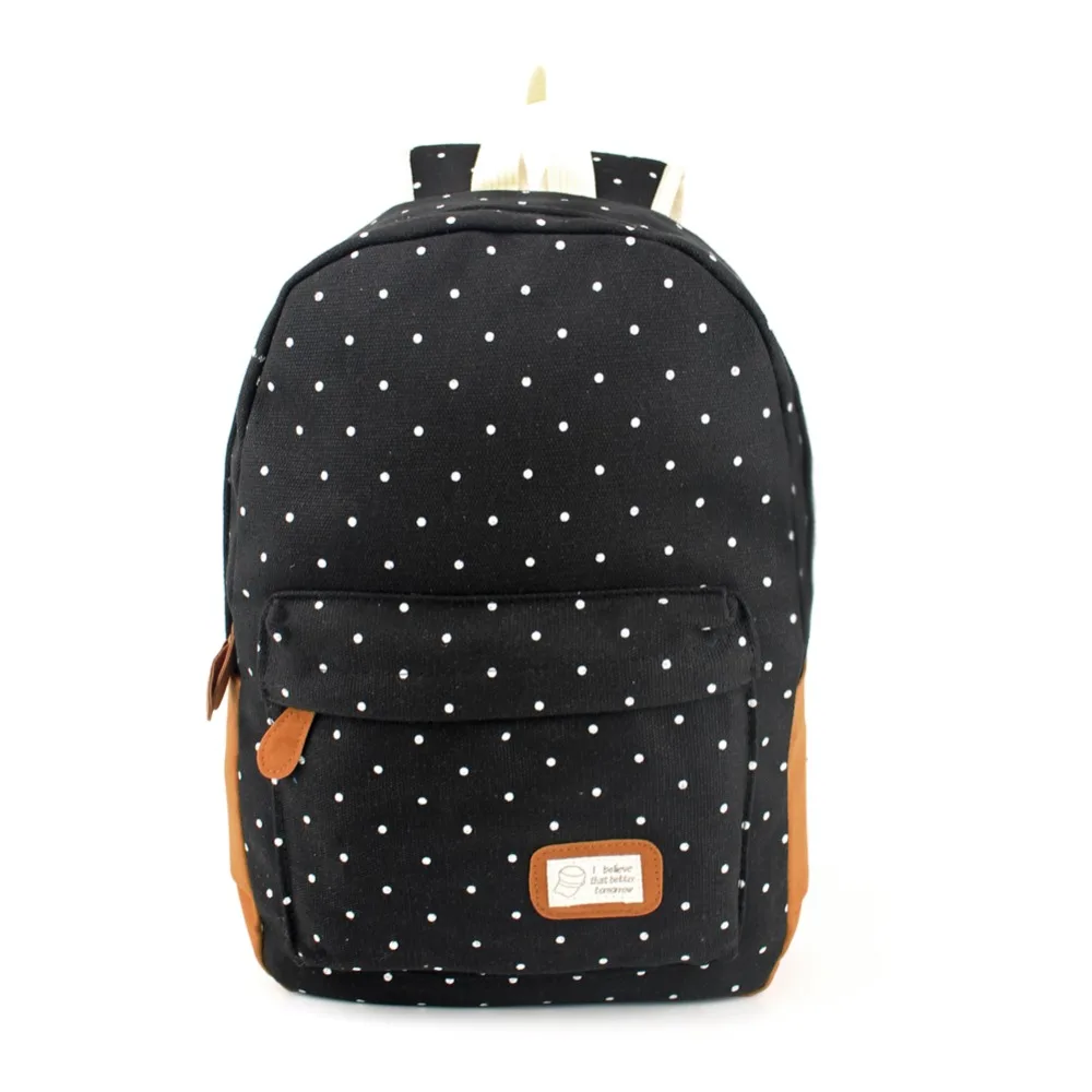 Fashion Women Canvas Backpack Mochilas Dot Print Casual Women Schoolbag for Teenager Girls Backpack Mochila mujer