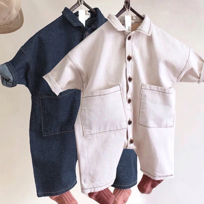 Новая Осенняя детская одежда в Корейском стиле Комбинезоны для маленьких мальчиков и девочек детская джинсовая одежда принцессы модные комбинезоны