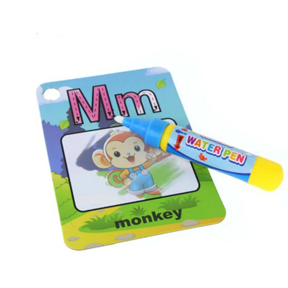 Coolplay Water Drawing Card 26 Alphabet Coloring Book & 2 Magic Pen Letter Card Painting Board Educational Toys for Kids }
