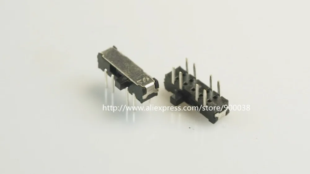

10pcs Miniature Slide Switch 8 Pin 2P3T DP3T ON-ON-ON Right Angle Through Hole PCB Solder Knob 2.0mm