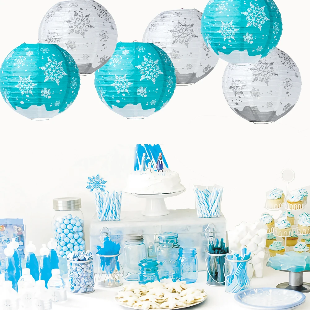 1pc 10 25cm Round Snowflake Hanging Paper Lantern Winter