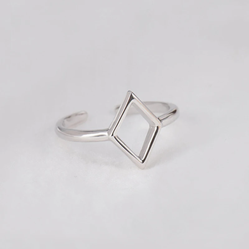 Уникальные 925 пробы серебряные кольца Модные кольца с ромбовидным узором ювелирные изделия для женщин