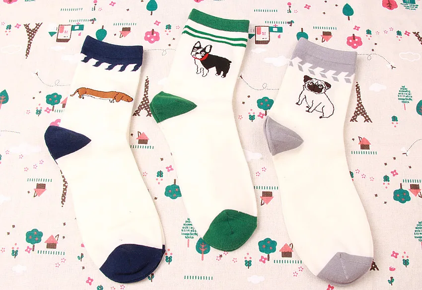 Японский Харадзюку, животные, мультфильм, креативная вышивка, собака, Хаски, пудель, мужские носки, женские носки, короткие носки, модные calcetines