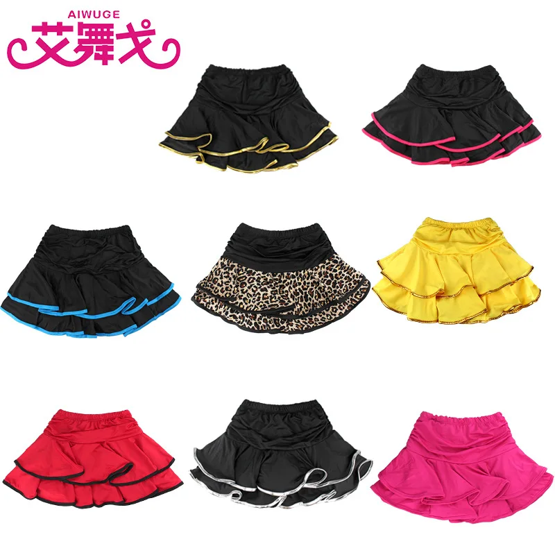 Children 's Dance Clothes Leopard Milk Silk Skirts Skirt with Double
