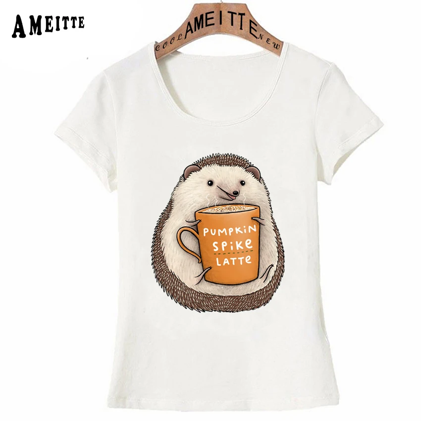 

Love Hedgehog Day T-Shirt Pumpkin Spike Latte Design Lady Casual Tops Summer Fashion Women T-shirt Cute Girl Tees