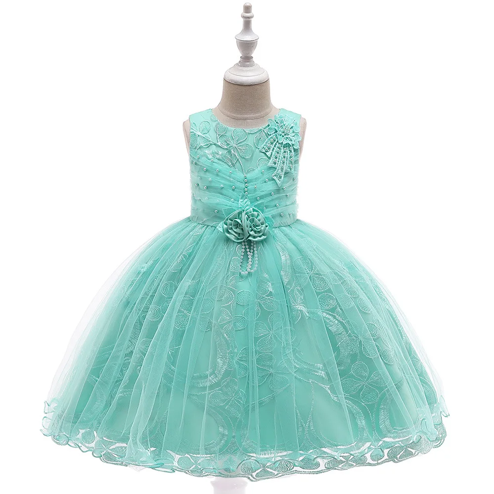 Lush Бисер Детские платья для девочек цветочные аппликации Праздничное платье для девочек Вышивка Свадебное бальное платье, платье принцессы Vestido для девочек