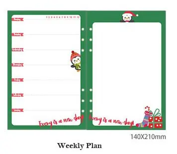 Lovedoki Рождественский снег вечерние Тетрадь внутренняя трубка для Dokibook спирали планировщик 6 отверстие с отрывными листами A5& A6 для заправки зажигалок для толстой тетради - Цвет: Weekly Plan 50 Sheet