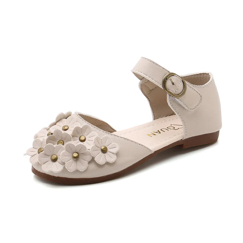 Summer baby Girls sandals Kids Children Sandal beautiful Girls Shoes Flower Princess Shoes For Kids Soft bottom Pink Beige 3-16T