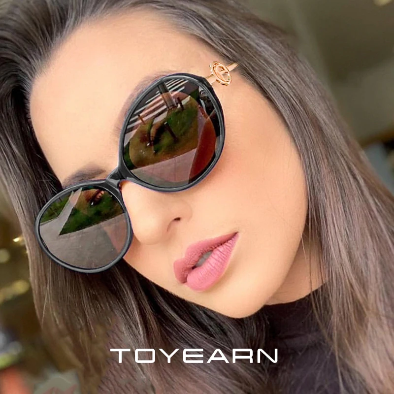 

TOYEARN 2019 Vintage Oversized Oval Sunglasses Women Brand Designer Lady Luxury Clear Lens Sun Glasses For Female Eyewear UV400