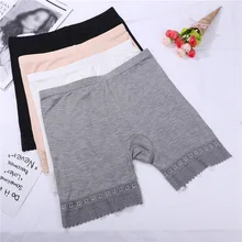 Seamless Lace Safety Pants Women Underwear Mid-Waist Plus Size Panties Anti-Light Safety Shorts