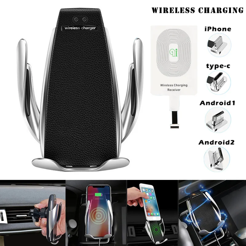 

HOT 1 Pcs Car Charger Mount Holder Automatic Clamping With Receiver For Mobile Phone Drop shipping