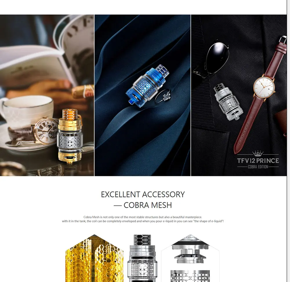 Pre-sale SMOK Electronic Cigarettes Atomizer Smok TFV12 Prince Cobra Tank 7ml Capacity with 0.15ohm StripMesh Clapton Coil Head (5)