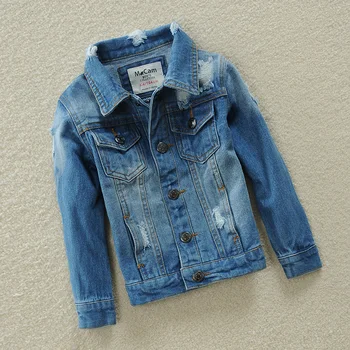 

2018 Spring Classic Kids Jeans Denim Jacket For Boys Girls Clothes Trench Girls Jacket Cotton Fashion Beggars Coat 90-140cm