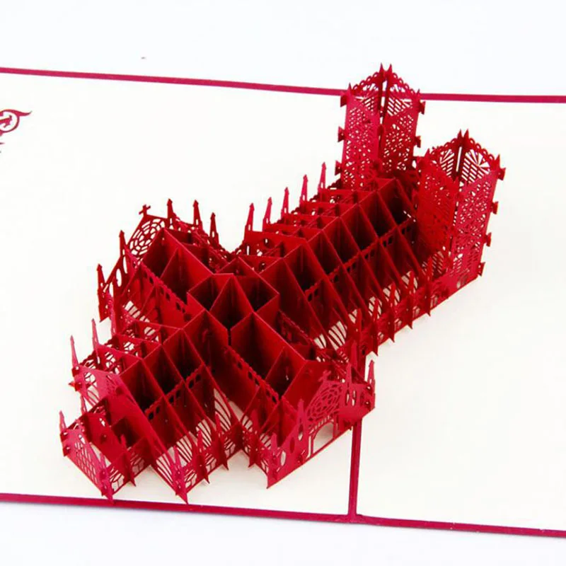  3D Paper Sculpture Westminster Cathedral Folding Invitation Card Decorative Craft Paper Festive Par - 32811517898