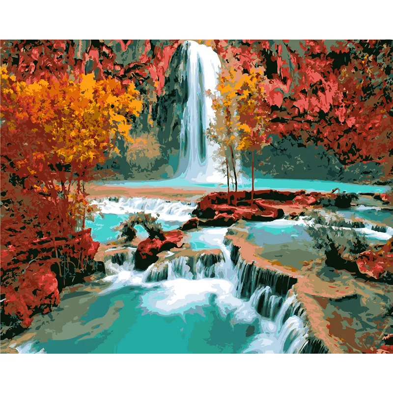 

Mountain Falls.40x50cm,Painting By Numbers,DIY,wall Art,Living Room Decoration,Scenery,Figure,Animal,Flower,Cartoon
