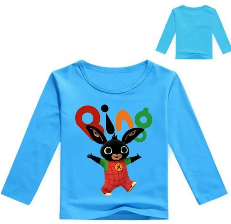 Весенне-осенняя одежда для детей Детские футболки для мальчиков и девочек, футболки с длинными рукавами и рисунками из мультфильмов топы для малышей, Детская футболка с кроликом Bing - Цвет: style 13