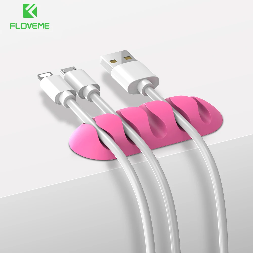 

FLOVEME 5 Ports Cable Organizer Holder Cable Winder Clip Management For USB Cable MP3 MP4 Candy Color Charger Data Line Cables