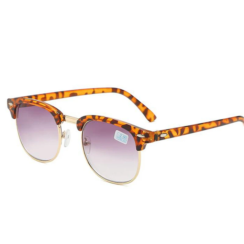 Мужские солнцезащитные очки для близорукости, женские очки, серые градиентные линзы, очки для мужчин, оправа для очков, защита от уф400-0,50-1,0-2,0-6,0 - Цвет линз: Leopard Frame