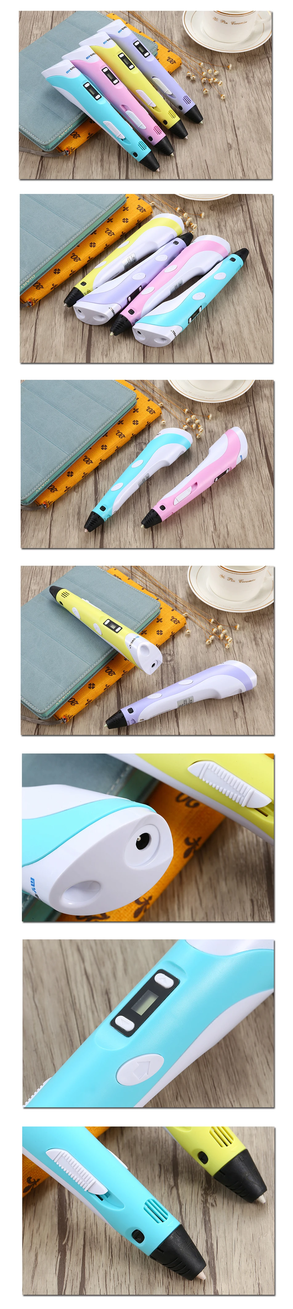 Myriwell 3D Ручка светодиодный экран DIY 3D печатная ручка 100 м ABS нить креативная игрушка подарок для детей дизайн рисунок