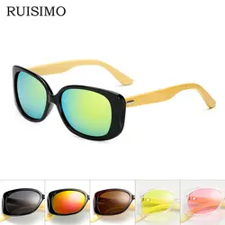 Оригинальные деревянные солнцезащитные очки из бамбука Для мужчин Для женщин зеркальные UV400 солнцезащитные очки натурального дерева