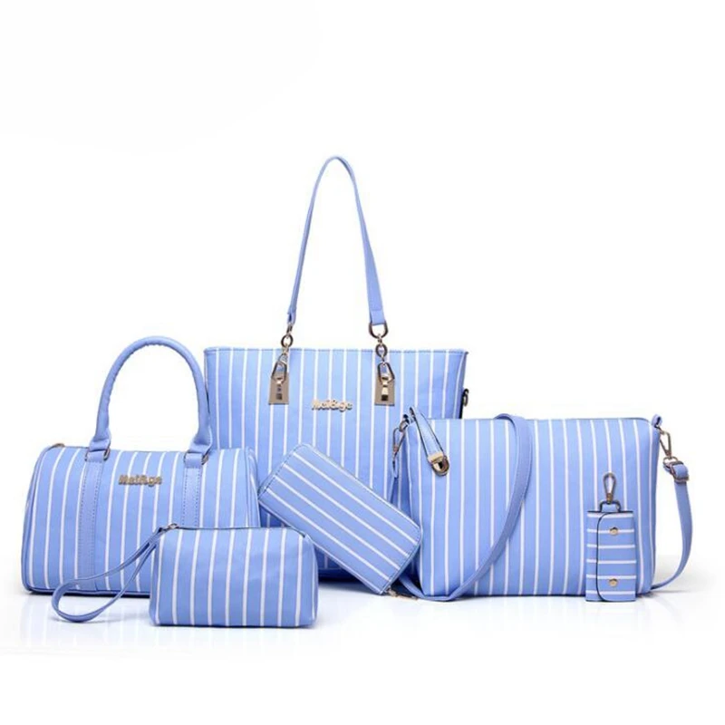 

Women Fashion Handbags Large Tote Bags Black Hand Shoulder Messenger Bag A Set of 6 Bags High Quality Leather PU2019 F337