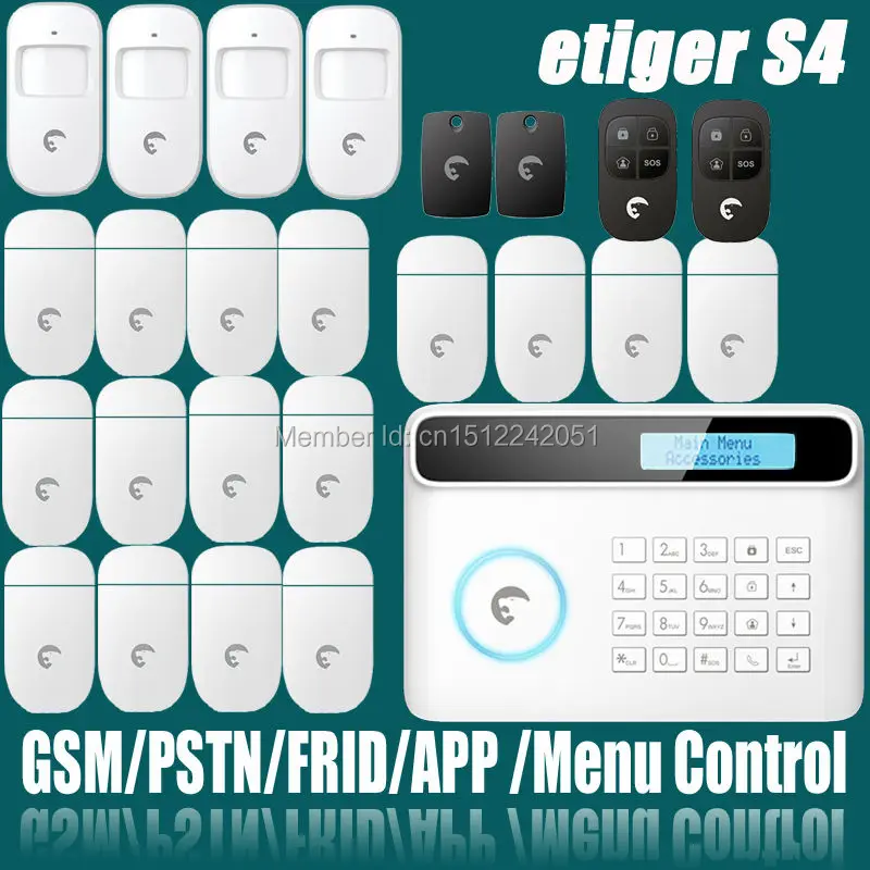 

etiger S4 Wireless 433mhz dual network GSM/PSTN RFID home security alarm system