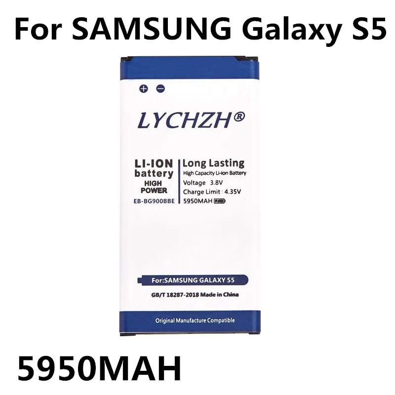 

Original For Samsung S5 Battery for Galaxy S5 G900 G900S G900I G900F G900H 5950mAh EB-BG900BBE Replacement Battery 5950 mAh