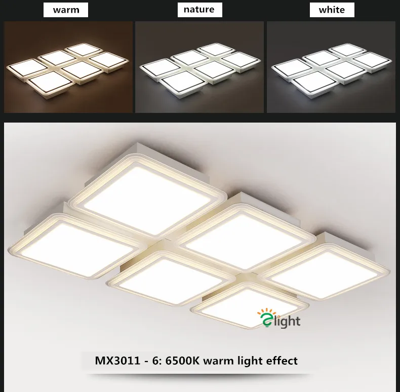 Современный блеск акриловые dimmable потолочный светильник окрашенный металл Гостиная светодиодный потолочный светильник Спальня LED