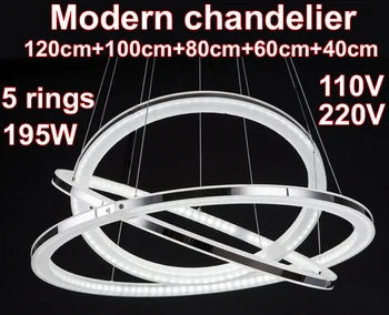 

LED Modern Chandelier Lamps Hotel Living Room Fixture Pendant Lustre Large chandelier 195W 220V 110V 120cm+100cm+80cm+60cm+40cm