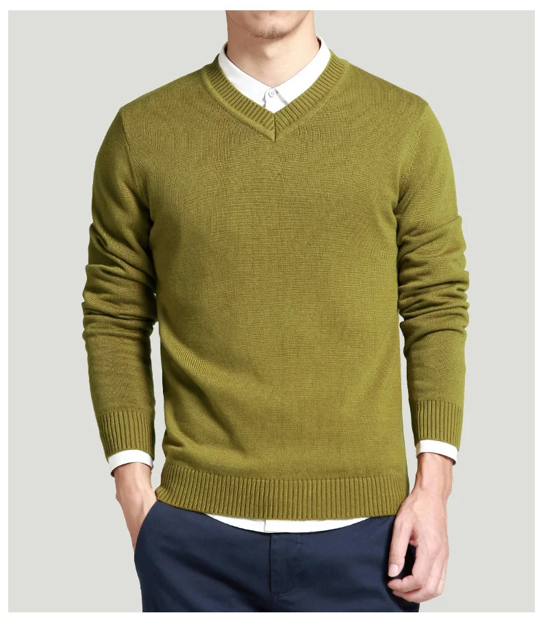 Merino Wool Sweater Pullovers Men V Neck Long Sweater Jumpers Luxury Winter Warm Mercerizing Fleece Male knitwear Autumn Spring-07