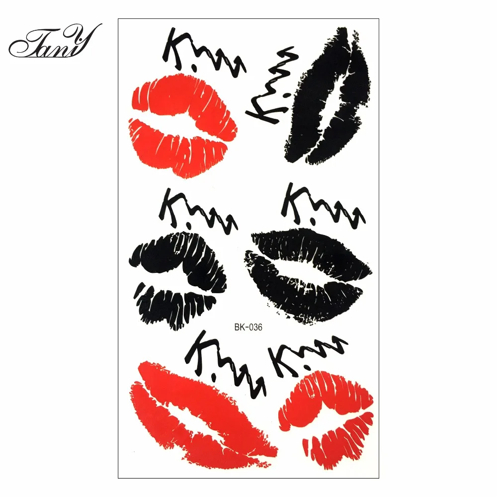 Sex Products Lip Flash Tattoo Kiss Temporary Tattoos Fake Red Black