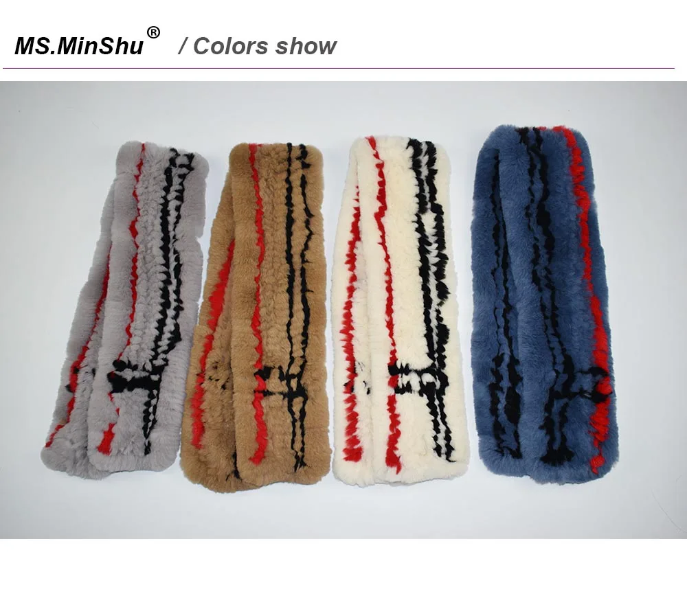 rex rabbit fur scarf plaid color show