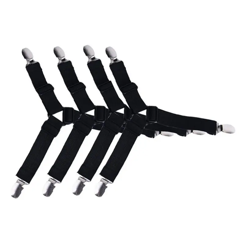 

2 Colors 4Pcs Anti-skid Clasp Retaining Clip Tablecloths Bedspreads Sheets Fixed Clips Buckle Elastic Slip-resistant Belt