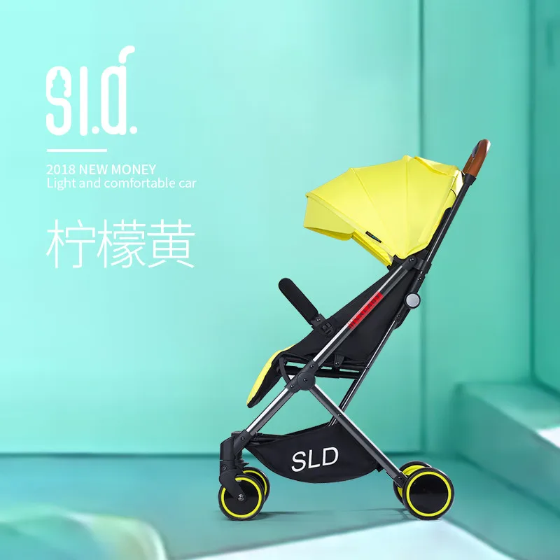 Детская коляска, может лежать, светильник, вес, складной, ультра-светильник, портативная, компактная, детская коляска, коляска для новорожденных - Цвет: yellow